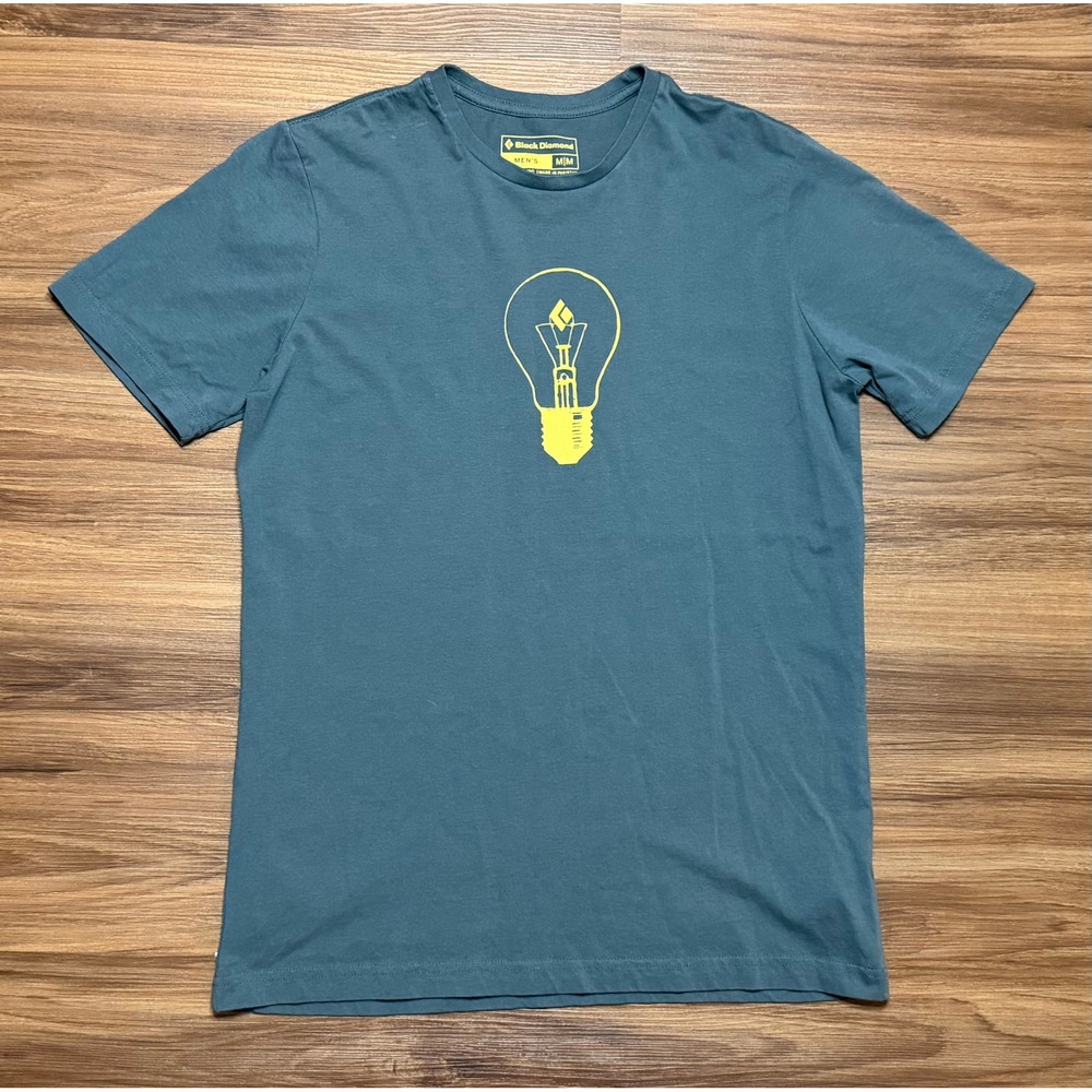 Black Diamond Mens BD Idea Lightbulb Graphic Cotton T-Shirt Grey Sz Medium